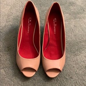 Chinese Laundry Nude Peep Toe Wedges